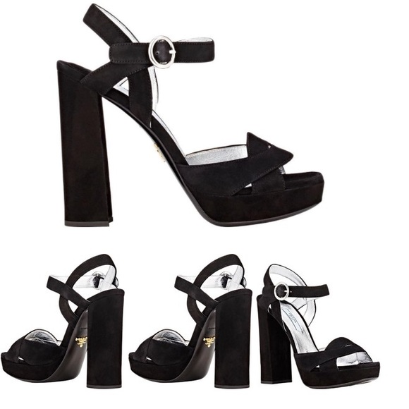 🔥SOLD Prada black  suede platform sandals - Picture 4 of 8